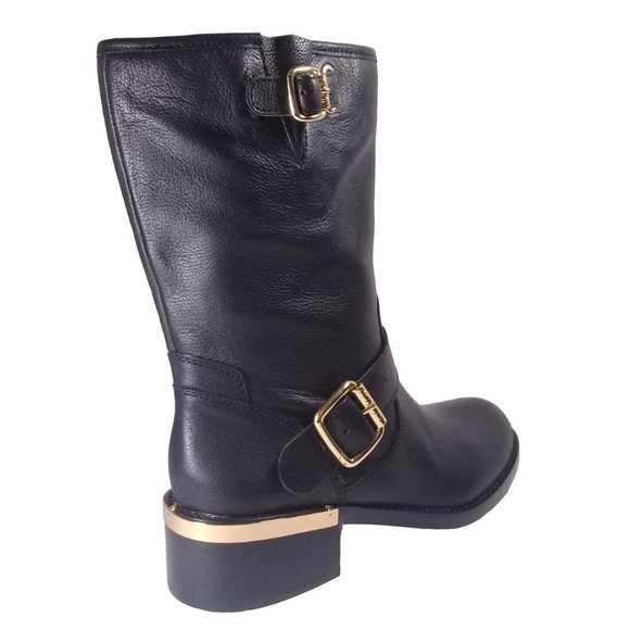 New Vince Camuto Wendeema WomensLeather MotoBoot Harness Detailed Mid-Calf 6.5M - Picture 6 of 14